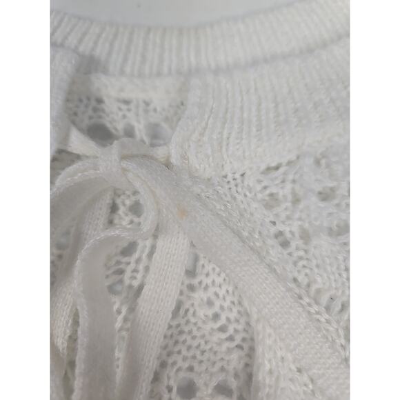 H&M Divided Womens Top Ivory Peplum Flounce Pointelle Knit Sweater Fairy Size S - Picture 11 of 11